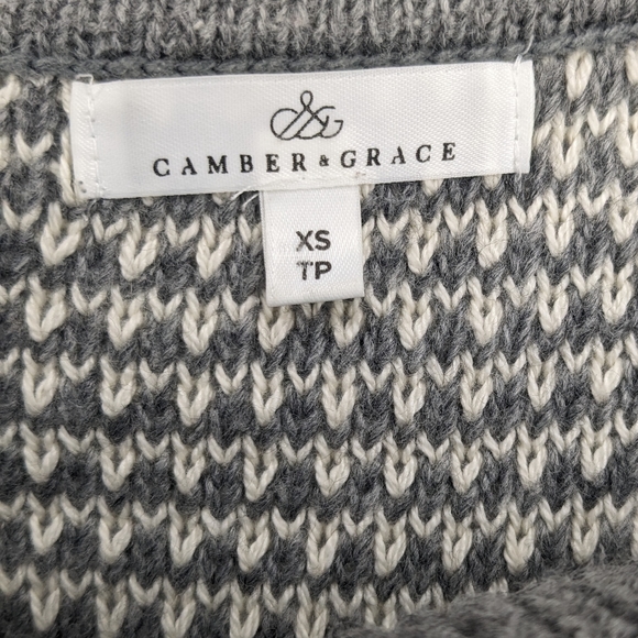 Camber & Grace Cowl Neck Sweater - Cream/Grey - Size XS - Picture 4 of 5